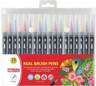 Фломастеры-кисточки Maxi Real Brush 18 цветов MX15231 фото