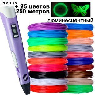 3D ручка c дисплеєм +комплект Экопластика 250 метрів +трафарети 25x10f фото