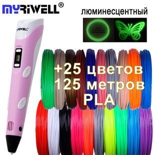 3D ручка Myriwell 2 RP100B (Оригінал) з LCD екраном +комплект пластику 25 кольорів, 125 метрів +трафарети m255r1 фото
