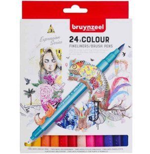 Набір лінерів-пензлів Bruynzeel Brushpen двосторонні 24 кв 60325024 фото