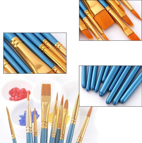 Кисти разной формы для рисования и творчества набор 10 штук WORISON A-PB-10b-blue фото