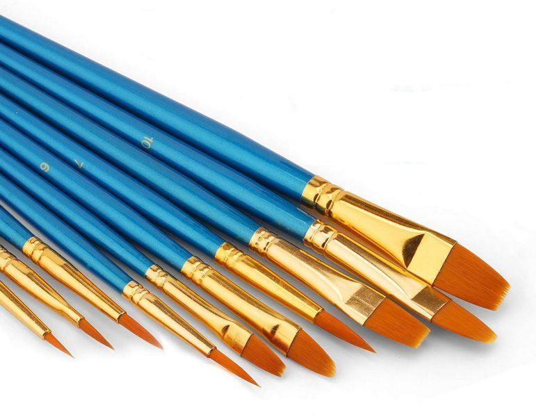 Кисти разной формы для рисования и творчества набор 10 штук WORISON A-PB-10b-blue фото