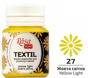 Фарба акрилова для тканин Rosa Talent Жовта світла 20мл 263427 фото