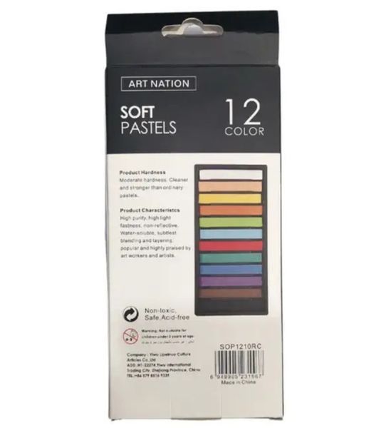 Пастель Soft pastel сухая мягкая 12 цветов Art Nation SOP1210RC фото