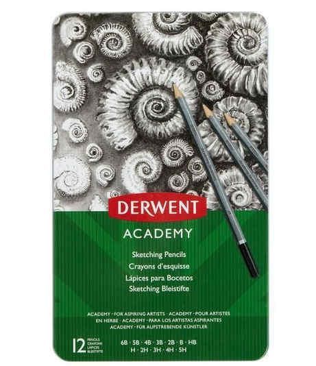 Набор чернографитных карандашей Derwent Academy Sketching металлический пенал 12 шт 6B-5H 2301946 фото